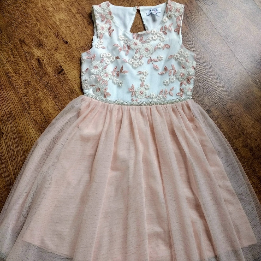 โHPโ๐๐๐ Beautiful Girl's Blush Pink Peach Dress - Picture 1 of 8